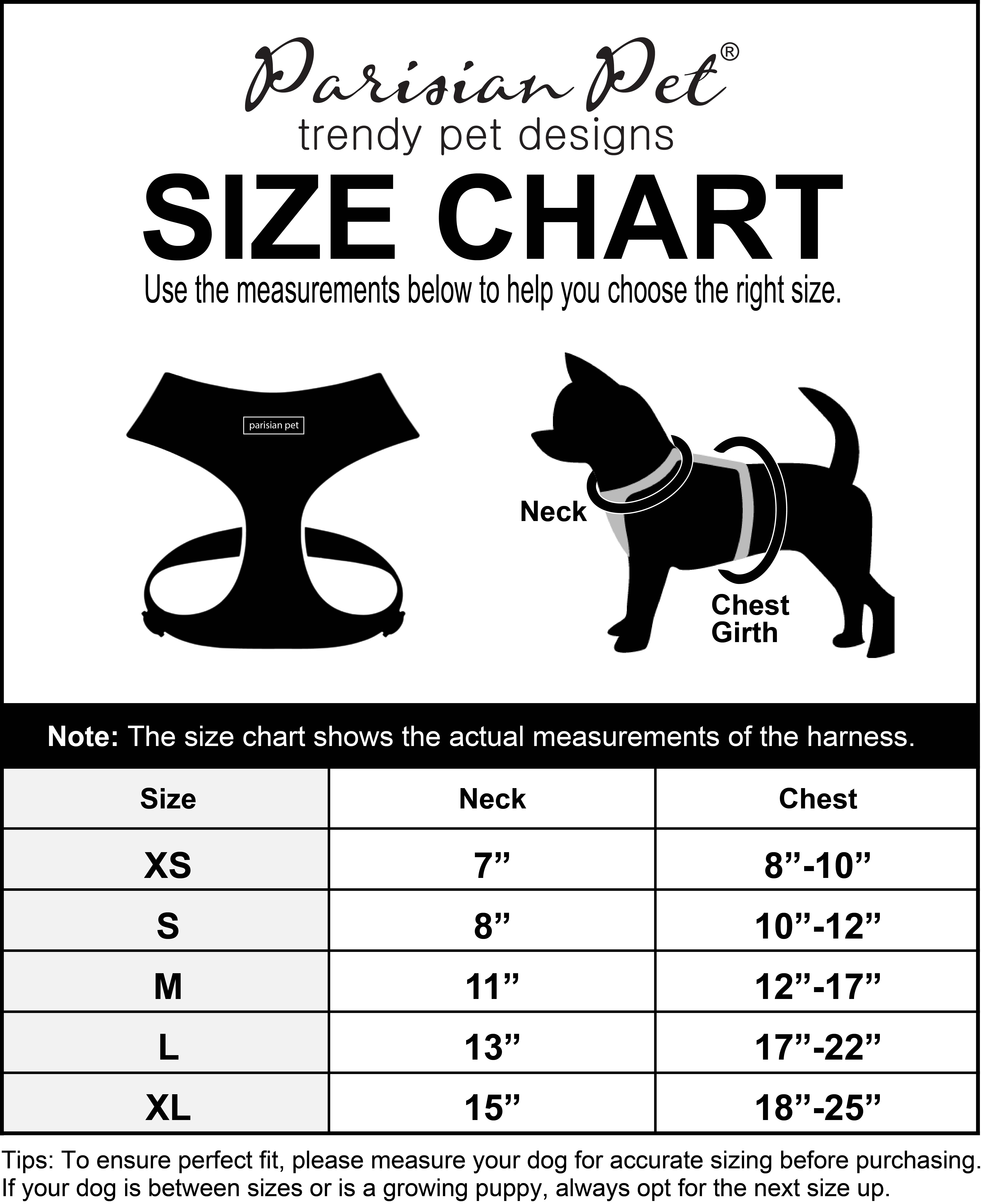 Size chart parisian pet